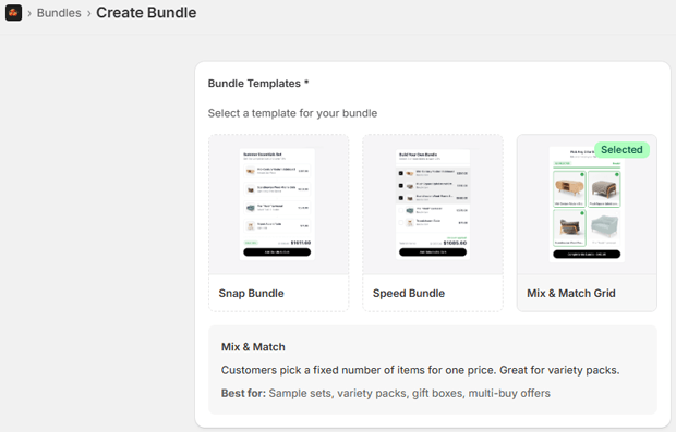 Select Your Mix and Match Template