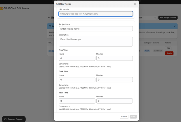 Recipe Configuration Steps