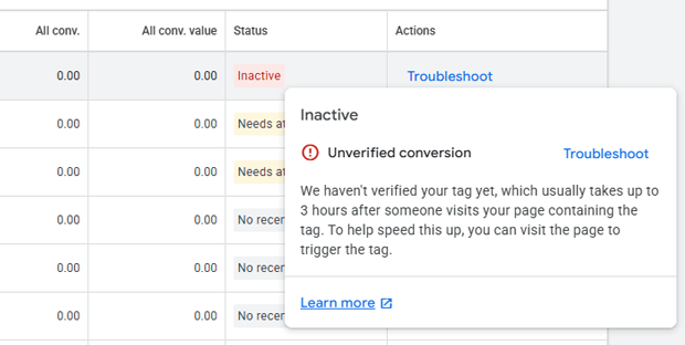 Fix an Inactive Tag