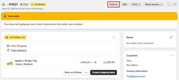 Click the Refund button