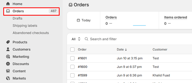Navigate to Orders